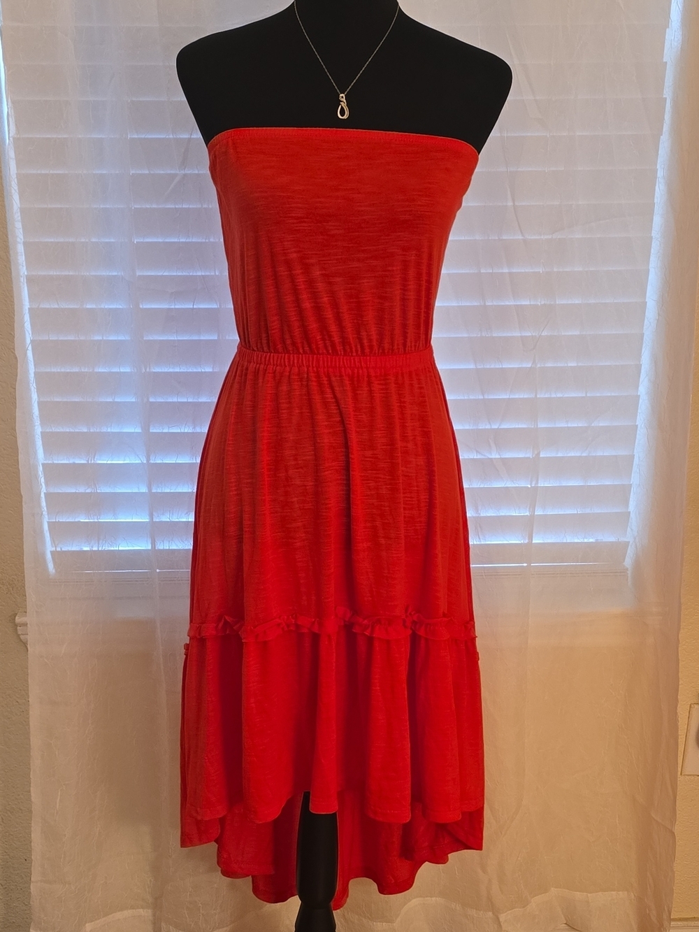 Faded Glory Strapless Red Hi-Low Ruffle Dress